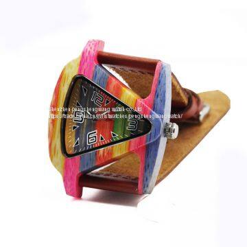 New Design Triangle Shape Colorful Bamboo Watches photo-5