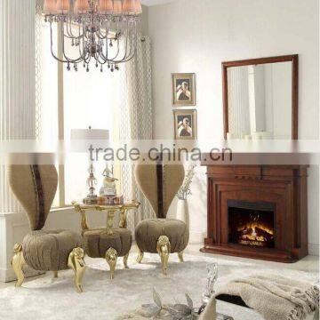 BISINI Petal Shaped Living Room Chair, European Style Solid Wood With Fabric Chair, Classic and Fancy Chair (BF01-X1197) photo-5