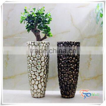 Black Resin Tall Pots Flower Planter photo-4