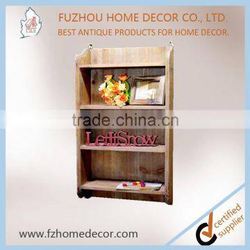 Living Room Book Shelf With Sandal or Rustic Wood Color and Metal Hook for Wall Decoration photo-2