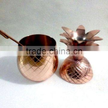 COPPER PINEAPPLE DRINKING BOWL FOR MOSCOW MULE, VODKA, GINGER, COPPER PINEAPPLE POT, SOLID COPPER PINEAPPLE DRINKING VESSEL photo-2
