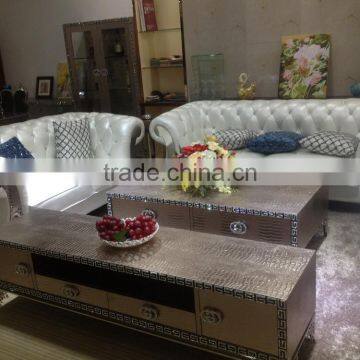 2015 Newest White Genuine Leather Sofa Designs for Living Room Furniture SF065 photo-2