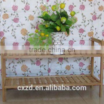 cheap fashion design two-tier walnut shoe rack