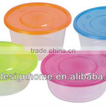 FUCHSIA, TURQUOISE, LIME GREEN, ORANGE 0.65L ROUND PP PLASTIC FOOD CONTAINER
