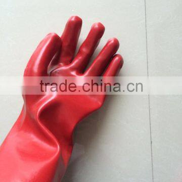 35CM Lenth Red Industrial Pvc Gloves Pvc Coated Glove photo-3