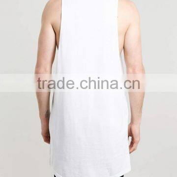 Custom 100% Cotton White Color Men Long Tank Top photo-3