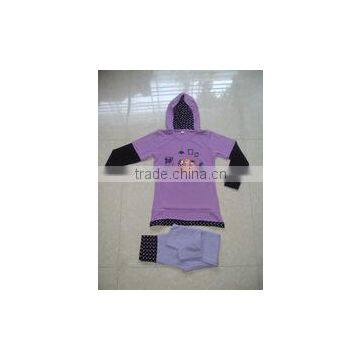 cotton latest design girls long sleeve custom printed hoodie pajama sets
