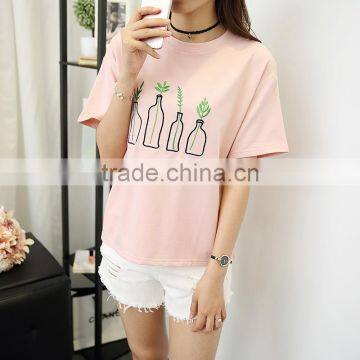Embroidered T-shirt Women's 100% T-shirt Wholesale From China photo-2