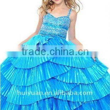 beading spaghetti strap blue formal dresses girl