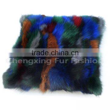 CX-D-55 Home Decoration Pillow Patchwork Real Fox Fur Cushion & Pillow Cover photo-2
