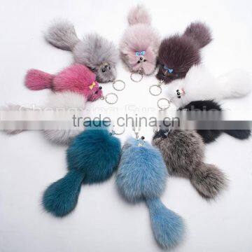 CX-R-11C Luxury Wholesale Genuine Fox Fur Tail Key Chain photo-5