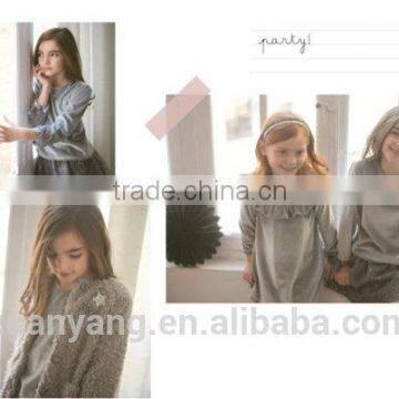 2017 New Style Long Sleeve Velour Children Boutique Clothing Kids Wholesale Fancy Baby Dress photo-4