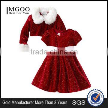 MGOO 2016 Wholesale Red Color New Year Dress For Girl Cape And Tutu Dress Sets Shinning Winter Clothes