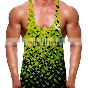 sublimation printing bodybuilding vest stringer fitness gold tank tops muscle training vest custom for men summer