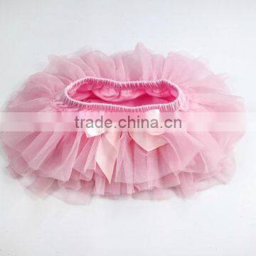 Little Girl Bloomer Dress Pink Chiffon Fabric With Ribbon Bowknot Wholesale Baby Product photo-3