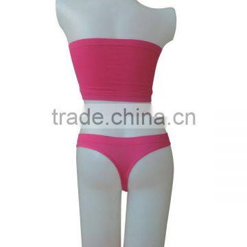 Nice Quality New Style Seamless Woman Underwear Ladies One Piece Bandeau Bra & Thong W/stones photo-3