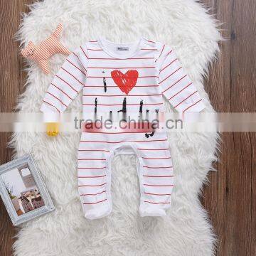 S60688B New Baby Cotton Stripe Romper Newborn Baby Letter Printing Rompers Jumpsuits Clothes Children Long Sleeve