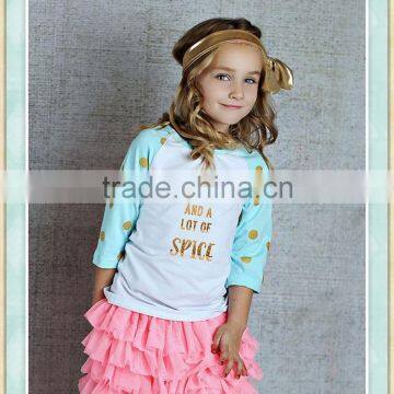 ruffle raglan shirt monogrammed raglan 3/4 sleeve baseball t shirt polka dots wholesale icing ruffle shirt