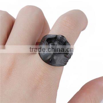 New Design Black Skull Titanium Steel Unadjustable Rings For Party photo-3