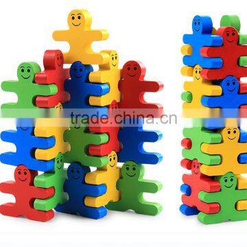 Wooden Creative Cartoon Balance Villain Blocks Toy Eductional Building Block Toys for Kids