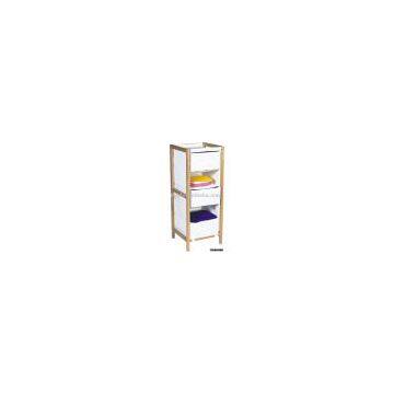 canvas shelf unit with wood frame