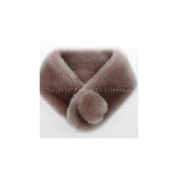Fashion Faux Fur solid color lady knitted snood manufacturers