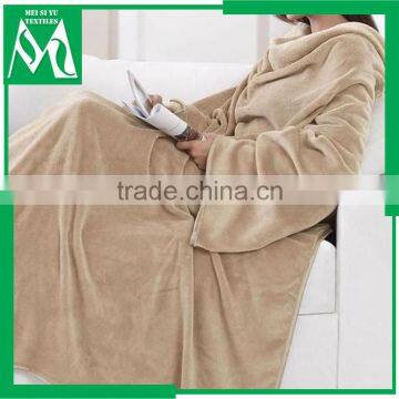 Cozy fleece throw sleeves adults tv wearable blanket