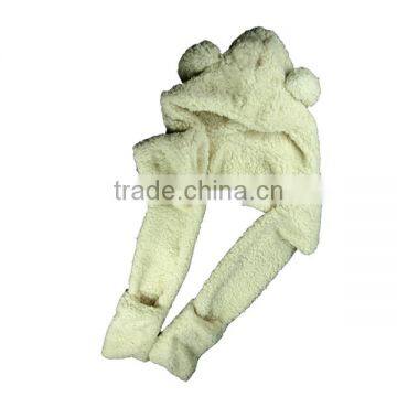 polar bear scarf plush hat with flat ear