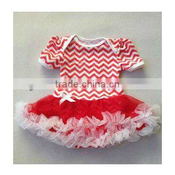2013Newest baby chevron petti dress with tulle ruffle split joint dress baby christmas dress ballet dance wear