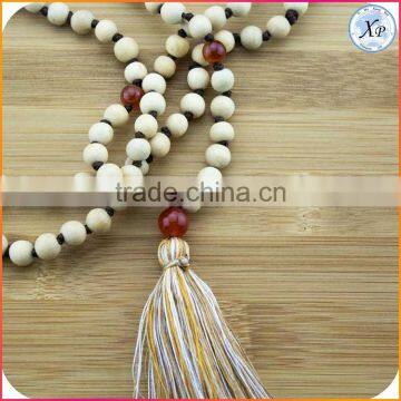 XP-PN-1475 Yiwu Wholesale Wood Mala Beads Necklace Wooden Beads Tassel Necklace photo-3