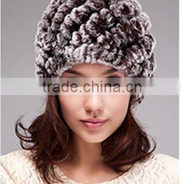 YR395 Rex Rabbit Fur Hat/Winter Fur Hat/Cheap Rabbit knitted fur hat