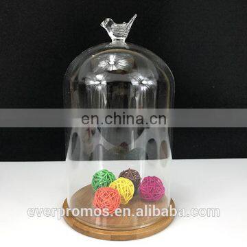 Factory Direct Wedding Table Centrepiece Glass Cap Cloche Bamboo Wooden Base