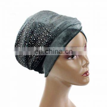 Sky Star Ironed Tthe Velvet Hood Muslim Long Tail Cap Wrap Head Scarf Hat photo-5