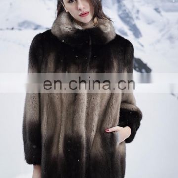 Beautiful Genuine Mink Fur Coat Finland Mink Fur Overcoat Ladies Whole Skin Mink Jacket