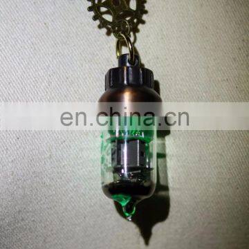 Steampunk Necklace With Gear-cogwheel and Light Capsule Pendant photo-3
