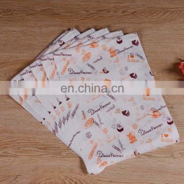 Custom Printing Grease proof paper food grade waterproof wax paper for braed/toast/baguette/cake packaging