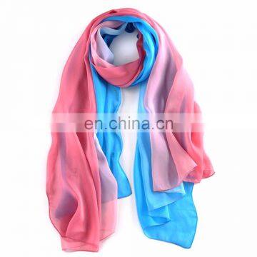 High Quality Gradient Color Colourful Beach 100% Silk Scarf photo-5