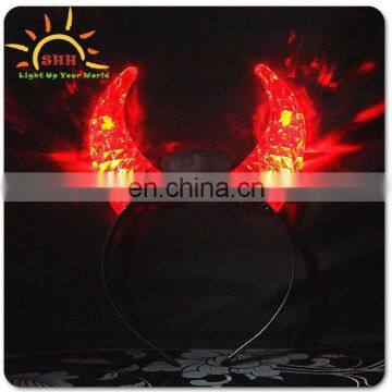 hot sale light up red devil horns led headband for promotion