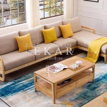 New Model Ash Solid Wood Wooden And Fabric Combinations For Sofa Set