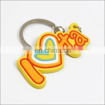 Custom pvc plastic keychain yellow keyring wholesale