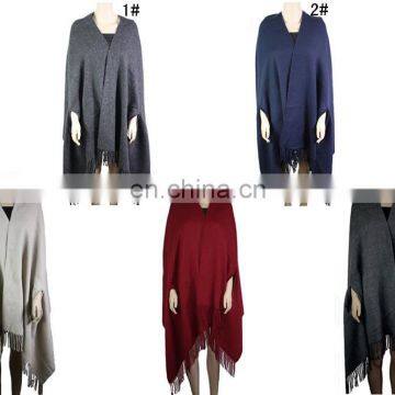 B20151014 With FRINGE SOLID COLOR PONCHO bordure poncho