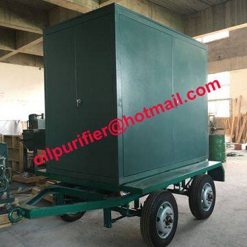 locomotive insulated oil filtration machine, fully-enclosed Insulating Oil Purifier with 4 tyres