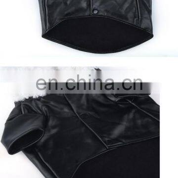 Punk Bulldog Leather Jacket Fat Dog Lamb Fur Collar Black Coats PU Clothes photo-6