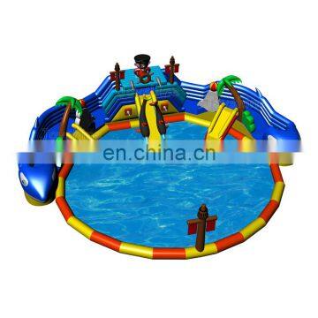 Kids and Adults Water Sports Equipment Pirate Ship Inflatable Water Amusement Park Slide Pool Games For Sale