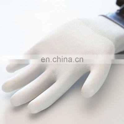 Wholesale Free Sample EN388 White Nylon Polyurethane Palm Fit Dipped Electronic PU Gloves photo-3