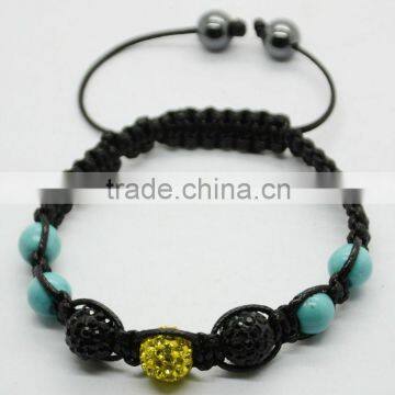 shamballa macrame disco ball bracelet with turquoise beads