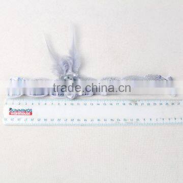 Halloween/Christmas Custom White Flapper Sequin Elastic Feather & Flower Headband photo-4