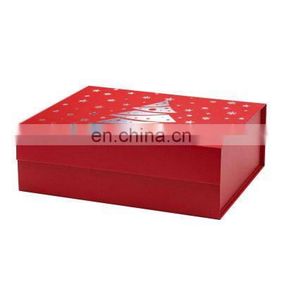 Wholesale red color new year Christmas eve magnetic lid gift boxes with printing