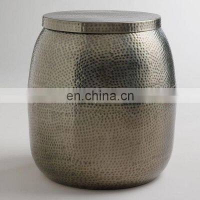 Brass Antique Hamerred Drum Shape Tables photo-1