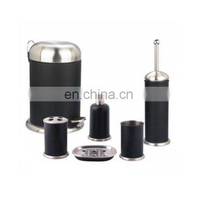 Bathroom Accessories Set Black Custom Color Small Metal Pedal Bin and Toilet Brush With Holder Sets photo-2